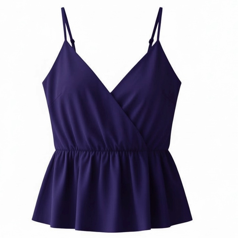 Express Womens Purple Wrap-Front Peplum Cami Top S Polyester & Spandex Blend